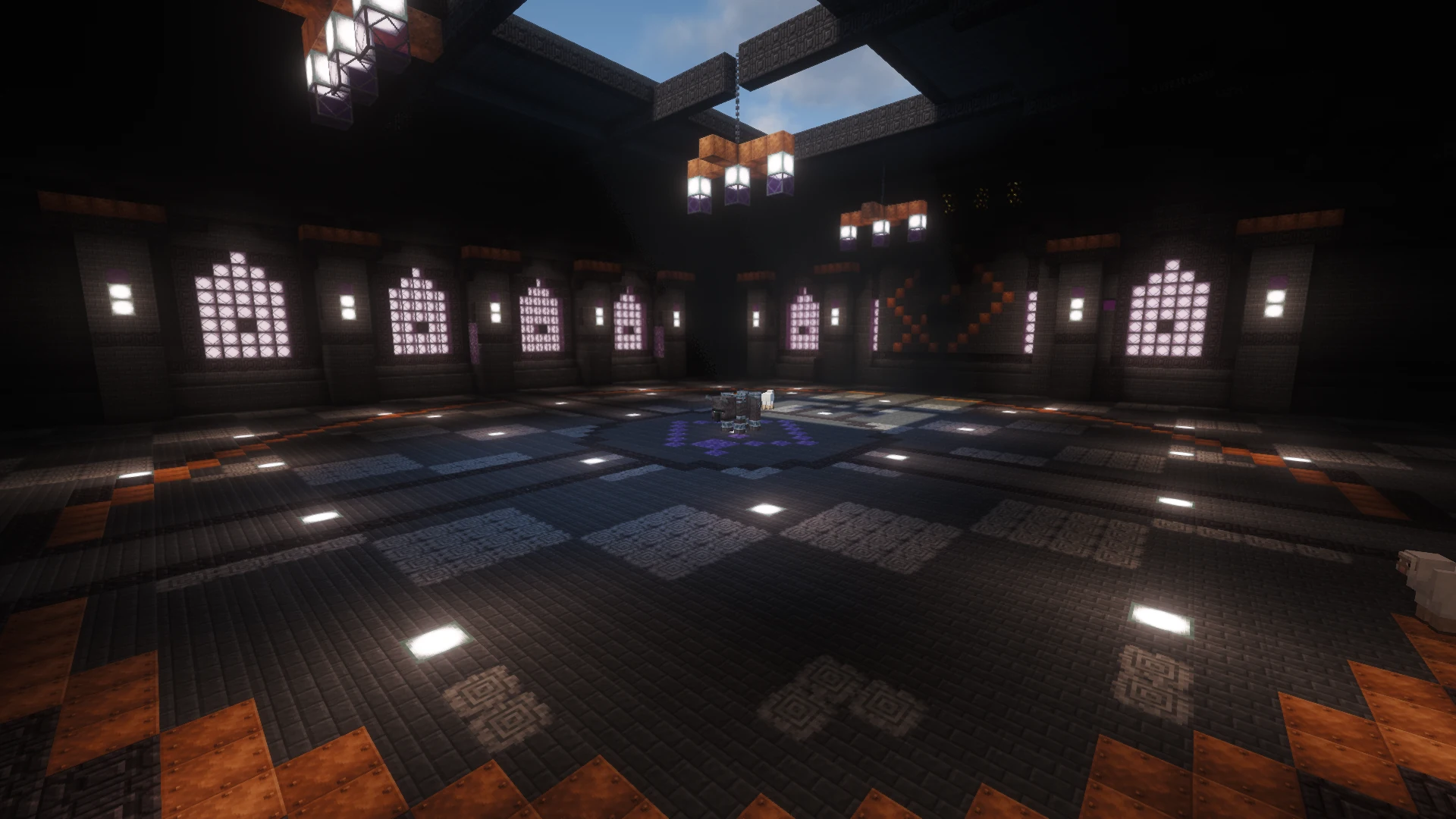 Custodio de la Fisura dentro de su arena de Minecraft con el paquete KLPScape